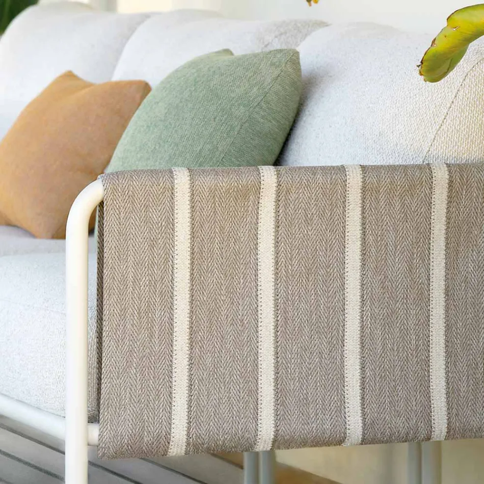 Pozinkovaný kovový zahradní obývací pokoj a látkové polštáře - Sognando Viadurini