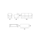 Venkovní salonek s konferenčním stolkem z mangového dřeva a polybavlněnými polštáři - Orlanda Viadurini