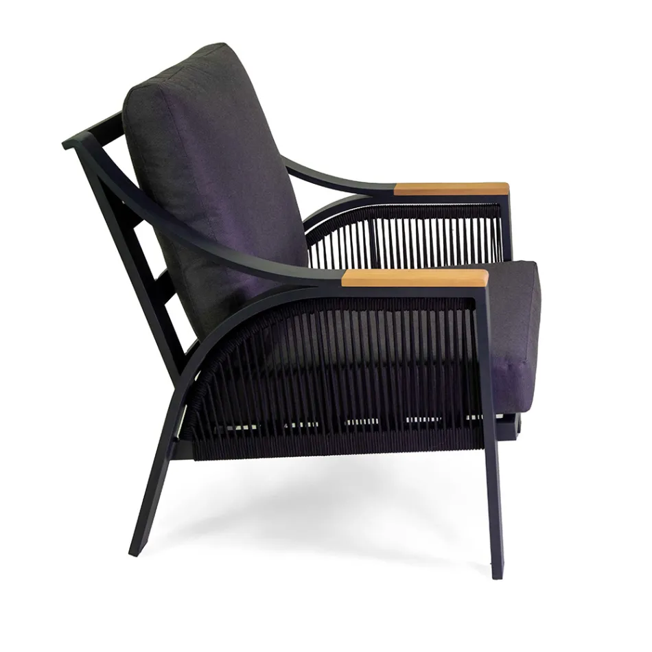 Obývací pokoj z hliníku s područkami z brazilského teaku - Deník Viadurini