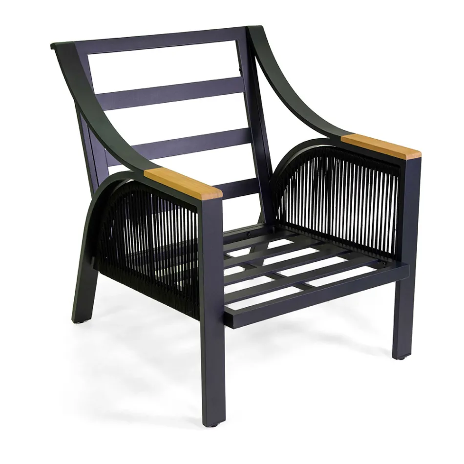 Obývací pokoj z hliníku s područkami z brazilského teaku - Deník Viadurini