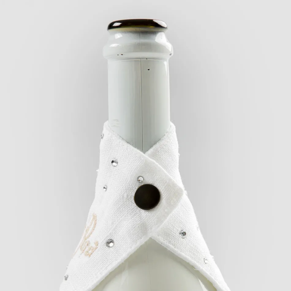 Bílý nebo černý plátěný odkapávač s výšivkou a krystaly 2 kusy - Salvino Viadurini