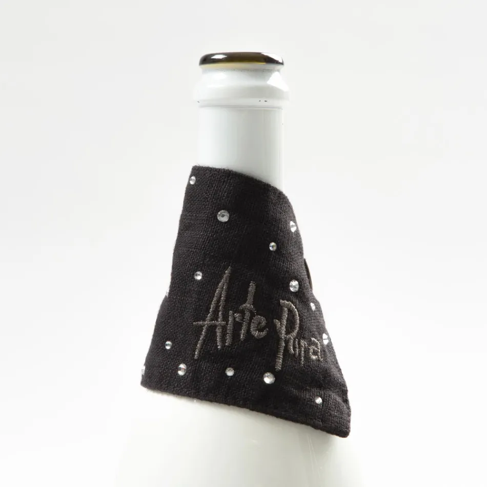 Bílý nebo černý plátěný odkapávač s výšivkou a krystaly 2 kusy - Salvino Viadurini