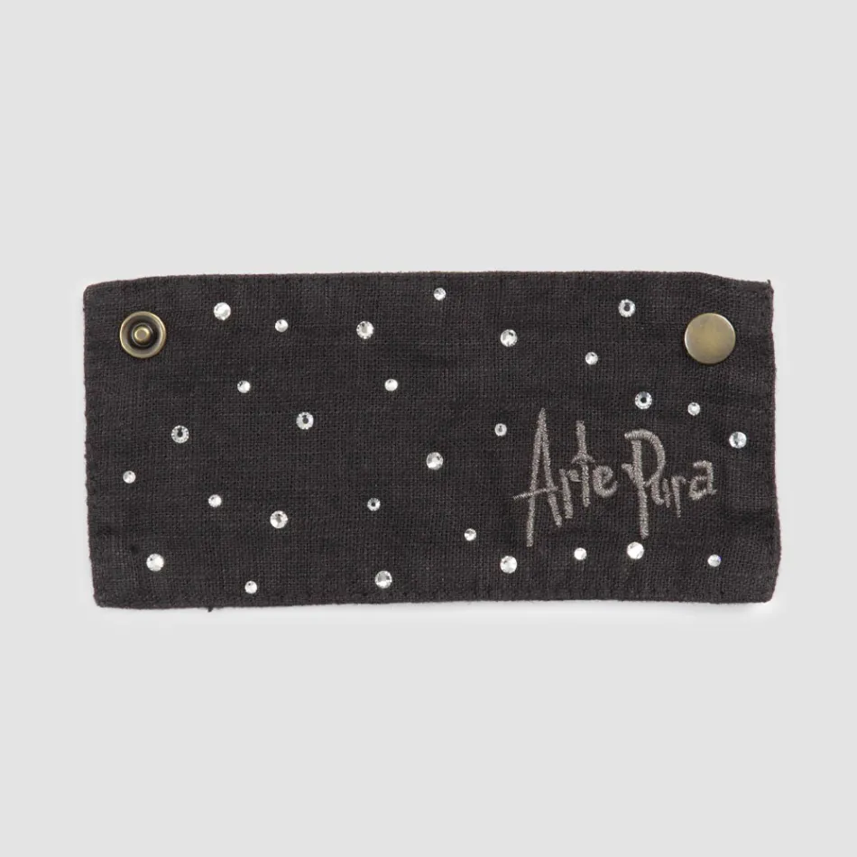 Bílý nebo černý plátěný odkapávač s výšivkou a krystaly 2 kusy - Salvino Viadurini