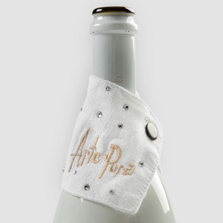 Bílý nebo černý plátěný odkapávač s výšivkou a krystaly 2 kusy - Salvino Viadurini