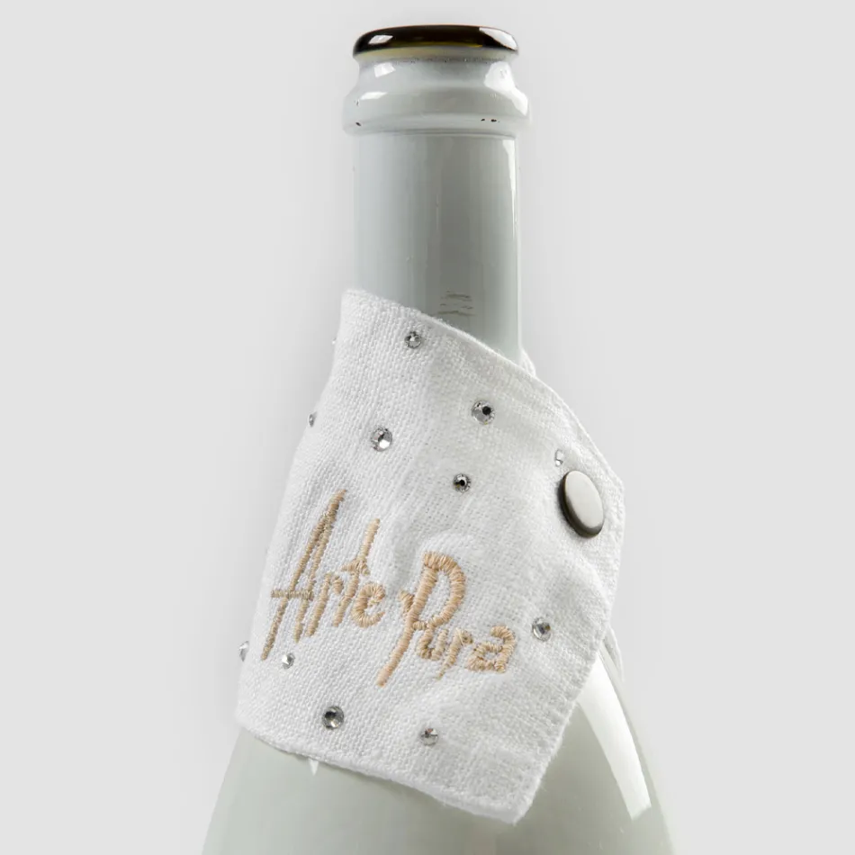 Bílý nebo černý plátěný odkapávač s výšivkou a krystaly 2 kusy - Salvino Viadurini