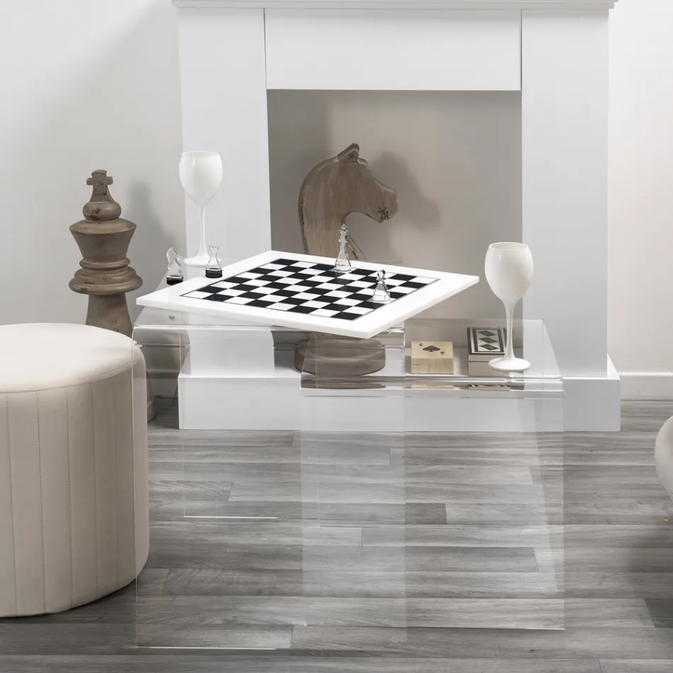 Moderní černá nebo bílá plexi šachovnice vyrobená v Itálii - mat Viadurini