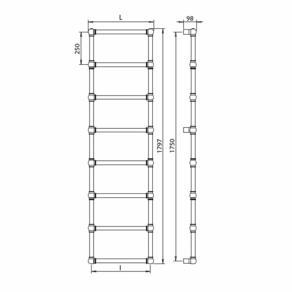Hydraulický modulární ohřívač ručníků mosazná trubka zlatá 311 W - Caesar Viadurini