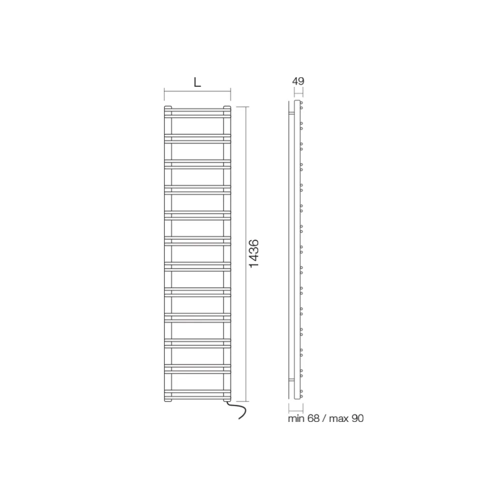 Ohřívač ručníků s elektrickým systémem z uhlíkové oceli - Praline Viadurini