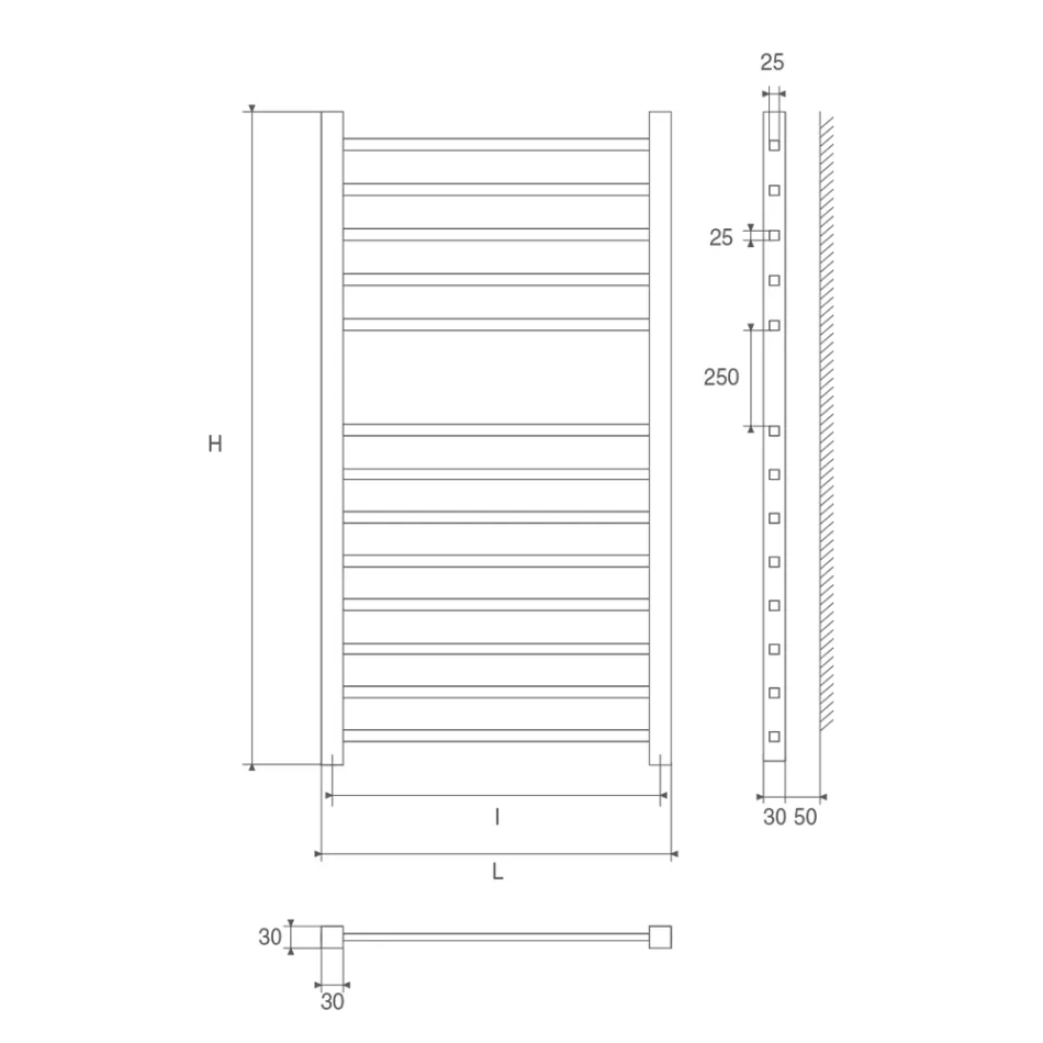 Chromový ohřívač ručníků až 486 Watt Vyrobeno v Itálii - Padova Viadurini