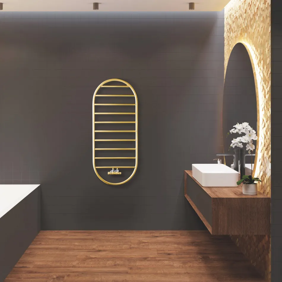 Designový ohřívač ručníků „Tutto Tondo Slim“ z oceli Made in Italy – hladký Viadurini