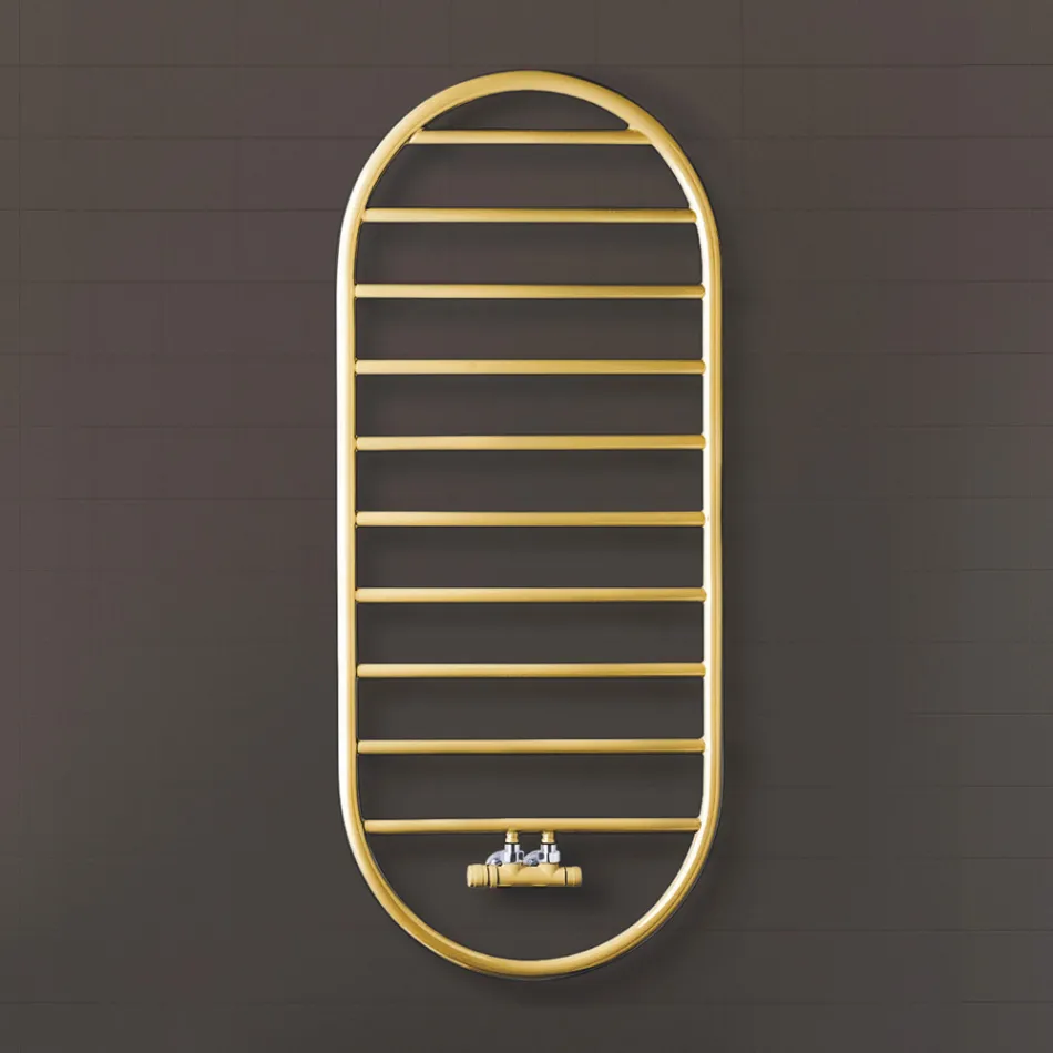 Designový ohřívač ručníků „Tutto Tondo Slim“ z oceli Made in Italy – hladký Viadurini