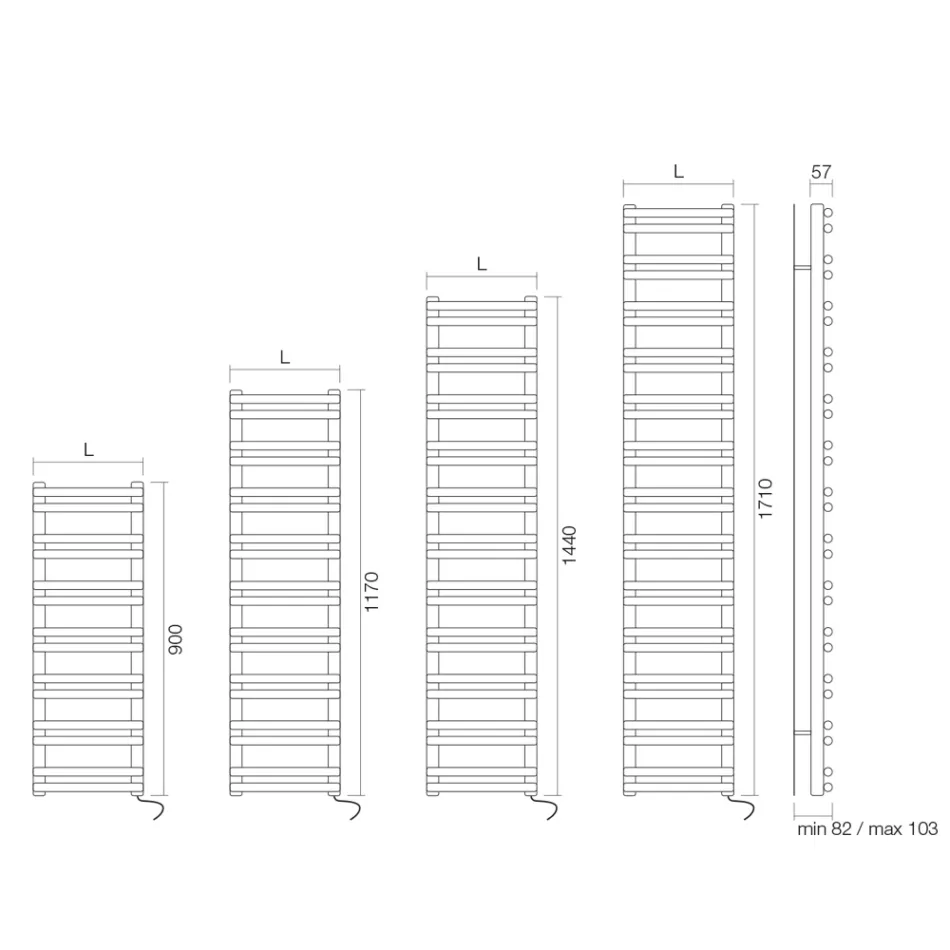 Elektrický ohřívač ručníků s horizontálními prvky vyrobený v Itálii - Amaretti Viadurini