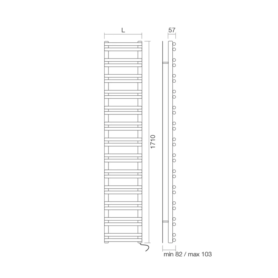 Elektrický ohřívač ručníků s horizontálními prvky Made in Italy - Amaretti Viadurini