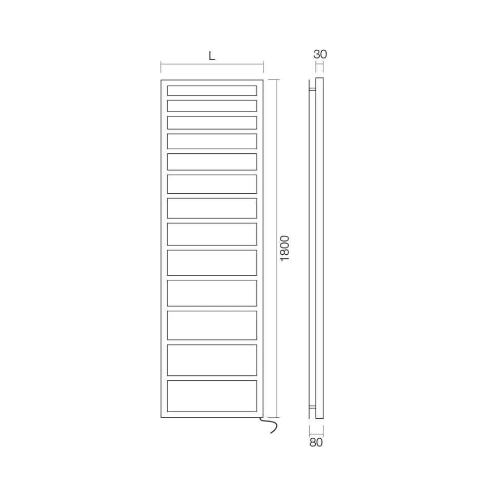 Elektrický ohřívač ručníků s jednoduchými liniemi z oceli Made in Italy - Pistácie Viadurini