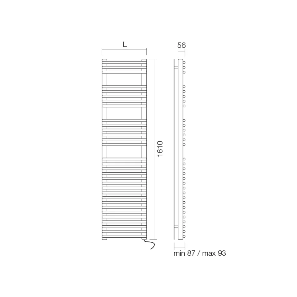 Elektrický ohřívač ručníků s ocelovým saténovým povrchem Made in Italy - Slupka Viadurini