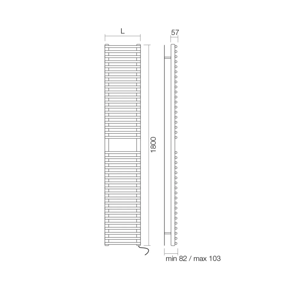 Elektrický ohřívač ručníků z uhlíkové oceli - měkký Viadurini