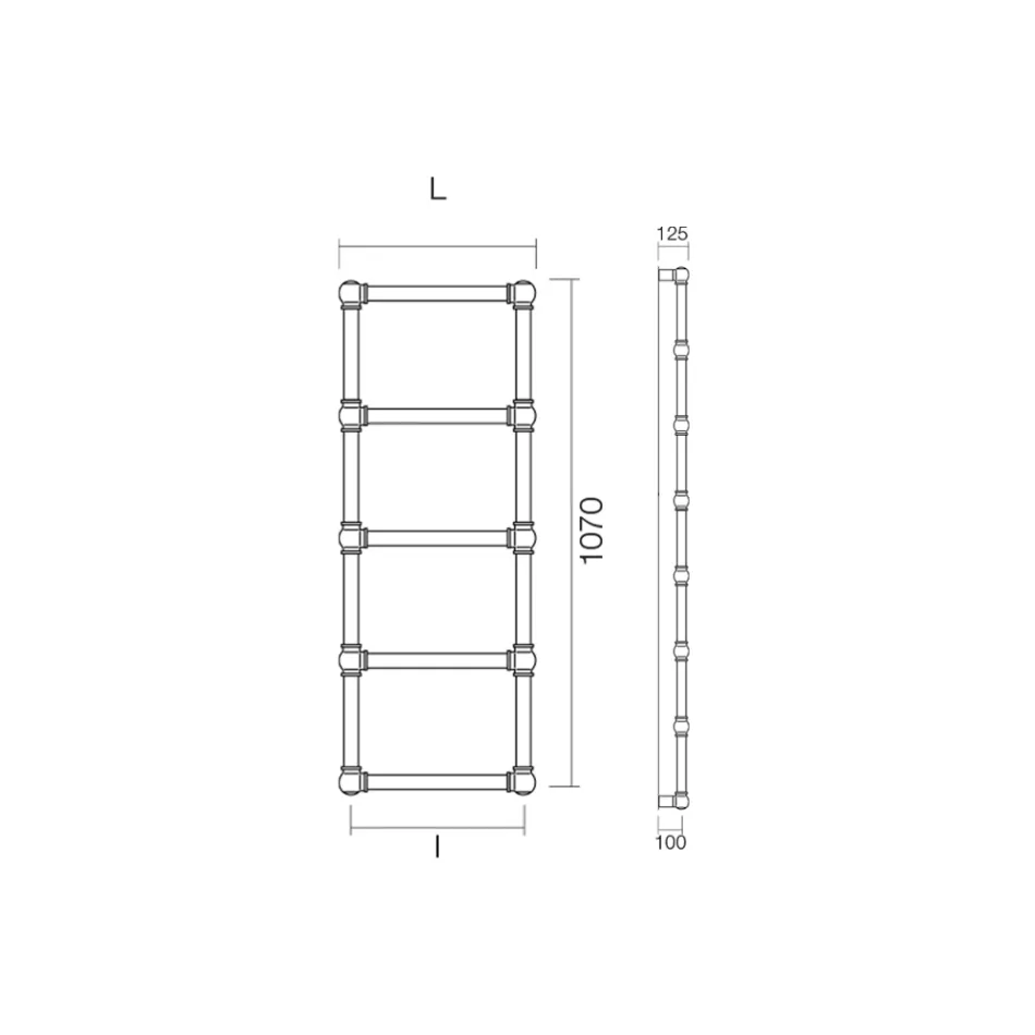 Hydraulický ohřívač ručníků z mosazi se spojovacími kuličkami Made in Italy - Ricotta Viadurini
