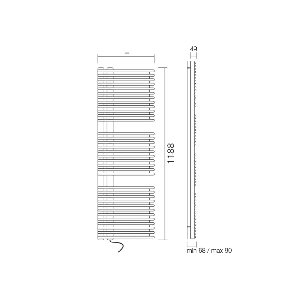 Ohřívač ručníků z uhlíkové oceli s elektrickým systémem - Arašídy Viadurini