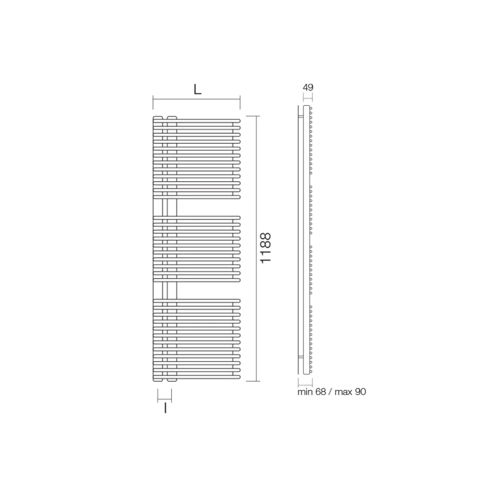Ohřívač ručníků z uhlíkové oceli se smíšeným systémem - arašídy Viadurini
