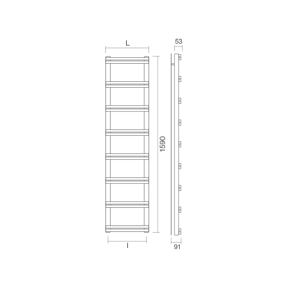 Smíšený ohřívač ručníků s vertikálním potrubím Made in Italy - Ginger Viadurini