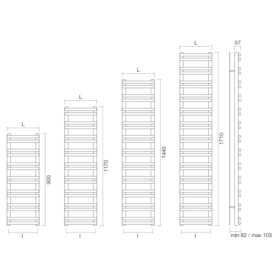 Amaretti Mixed Ohřívač ručníků s horizontálními prvky Vyrobeno v Itálii Viadurini