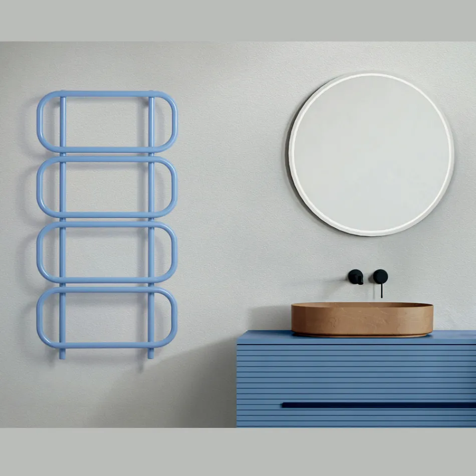 Elektrický žebřík na ohřívání ručníků z barevné ploché oceli Made in Italy - Řetěz Viadurini