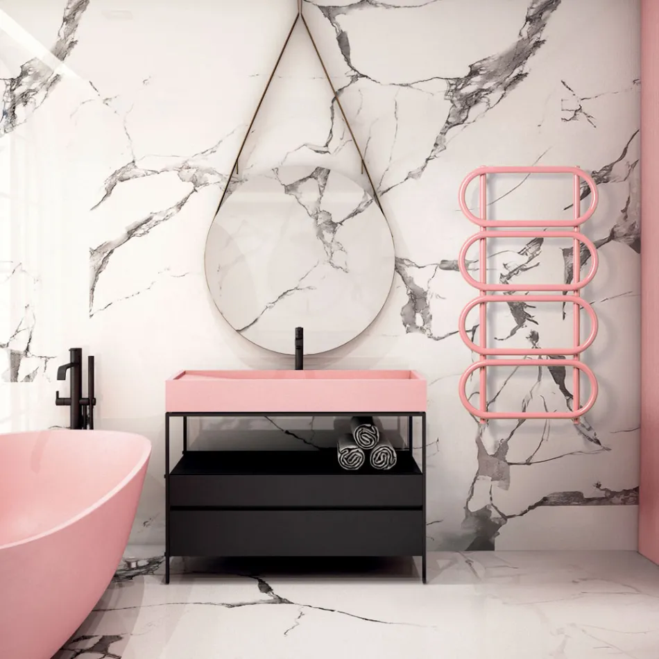 Elektrický žebřík na ohřívání ručníků kulatá ocel Made in Italy - Řetěz Viadurini