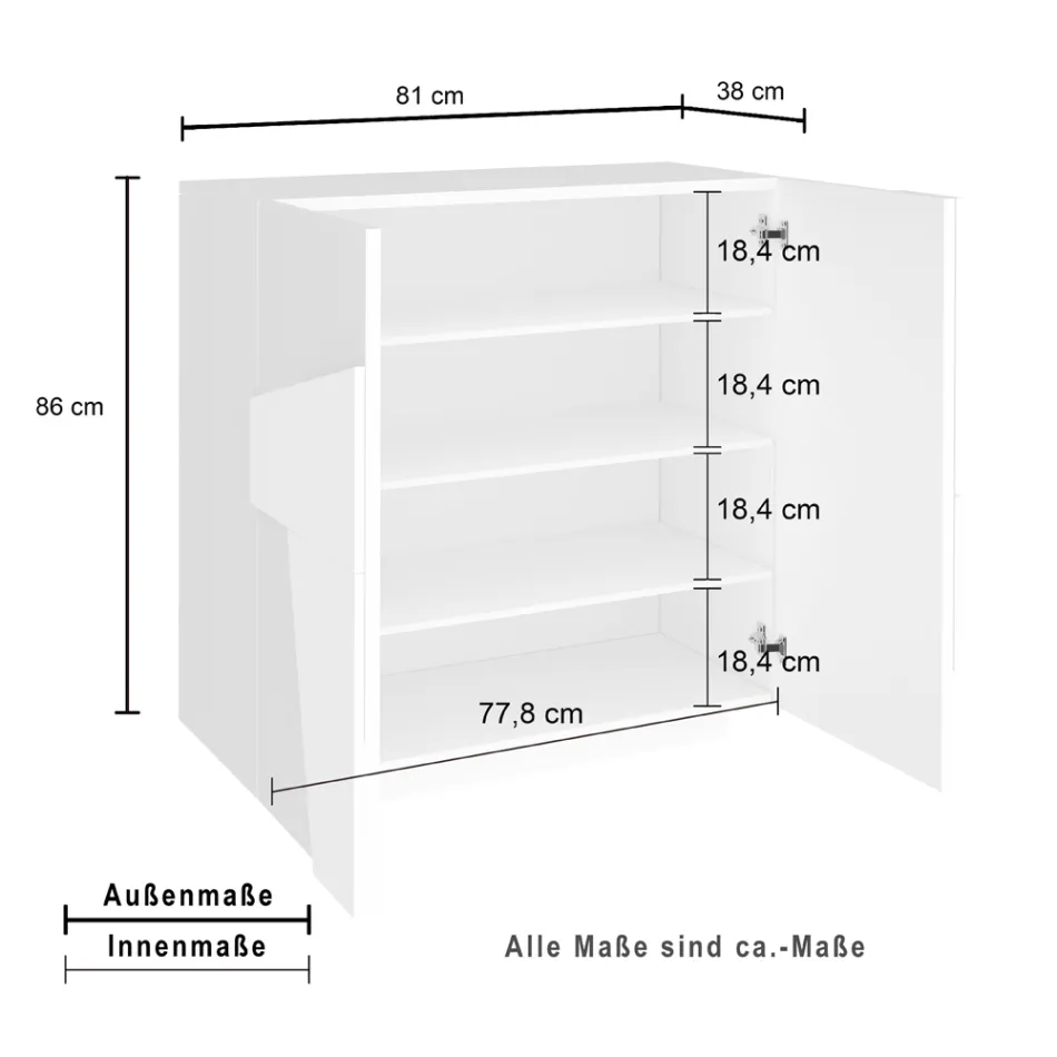Vysoký nebo nízký stojan na boty v designu udržitelného dřeva se 2 nebo 4 dveřmi - Fjona Viadurini