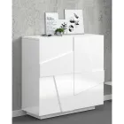 Vysoký nebo nízký stojan na boty v designu udržitelného dřeva se 2 nebo 4 dveřmi - Fjona Viadurini