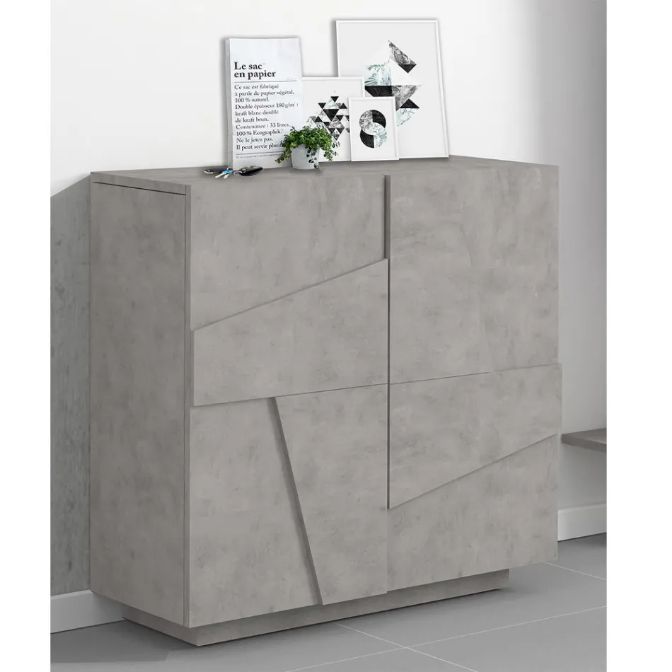 Vysoký nebo nízký stojan na boty v designu udržitelného dřeva se 2 nebo 4 dveřmi - Fjona Viadurini