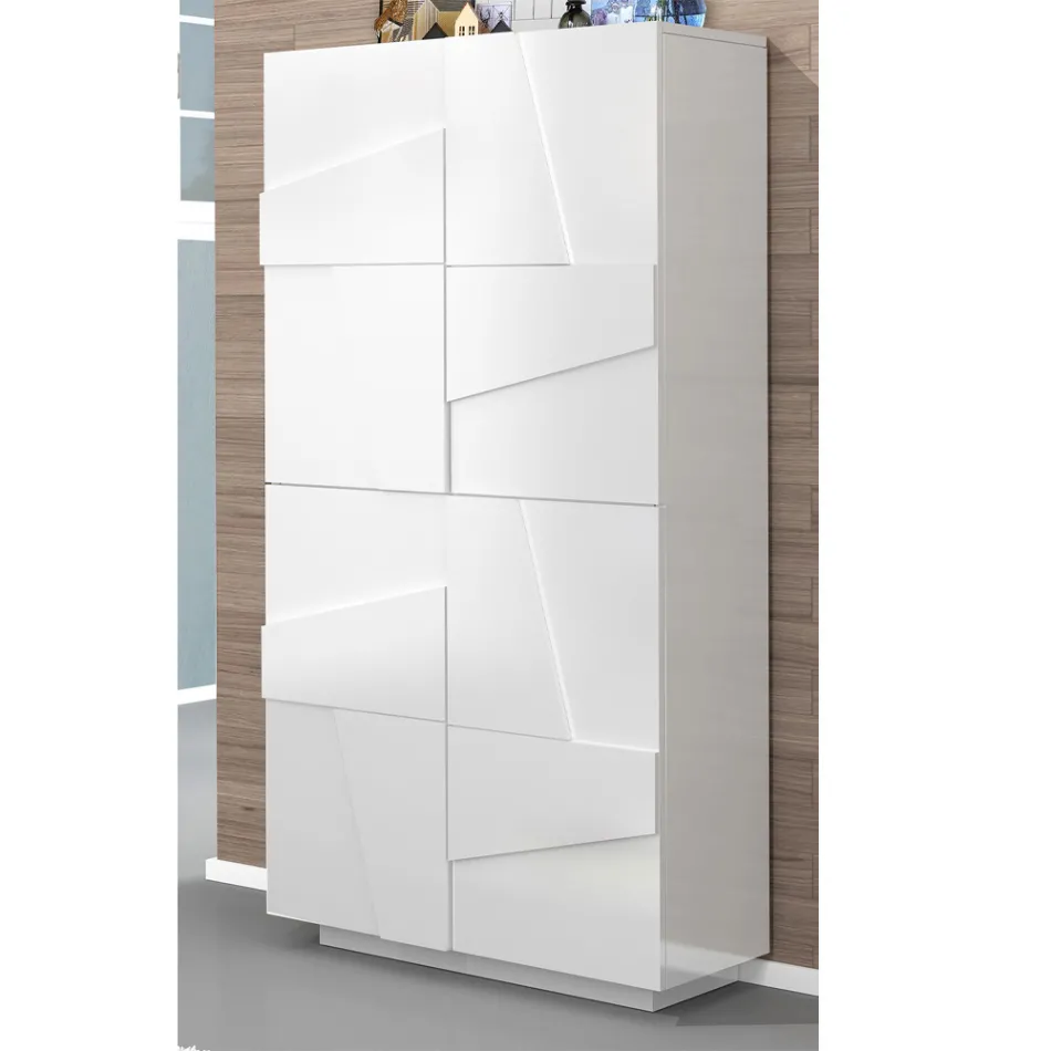 Vysoký nebo nízký stojan na boty v designu udržitelného dřeva se 2 nebo 4 dveřmi - Fjona Viadurini