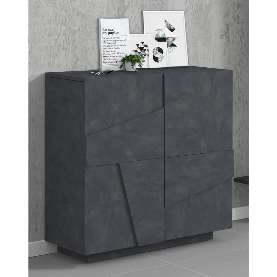 Vysoký nebo nízký stojan na boty v designu udržitelného dřeva se 2 nebo 4 dveřmi - Fjona Viadurini