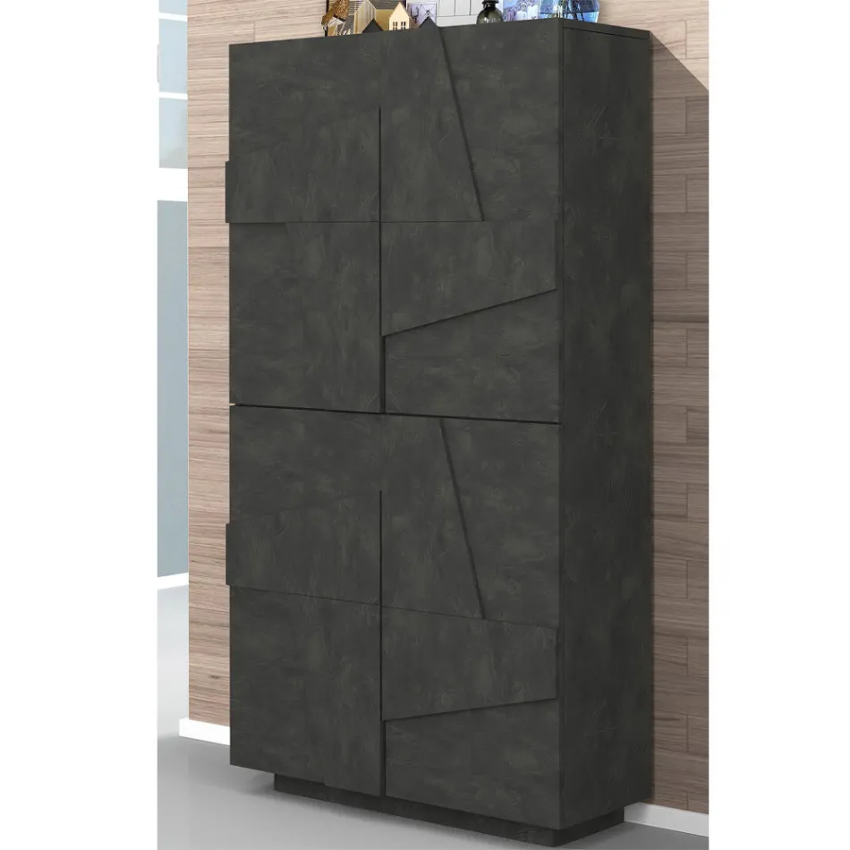 Vysoký nebo nízký stojan na boty v designu udržitelného dřeva se 2 nebo 4 dveřmi - Fjona Viadurini