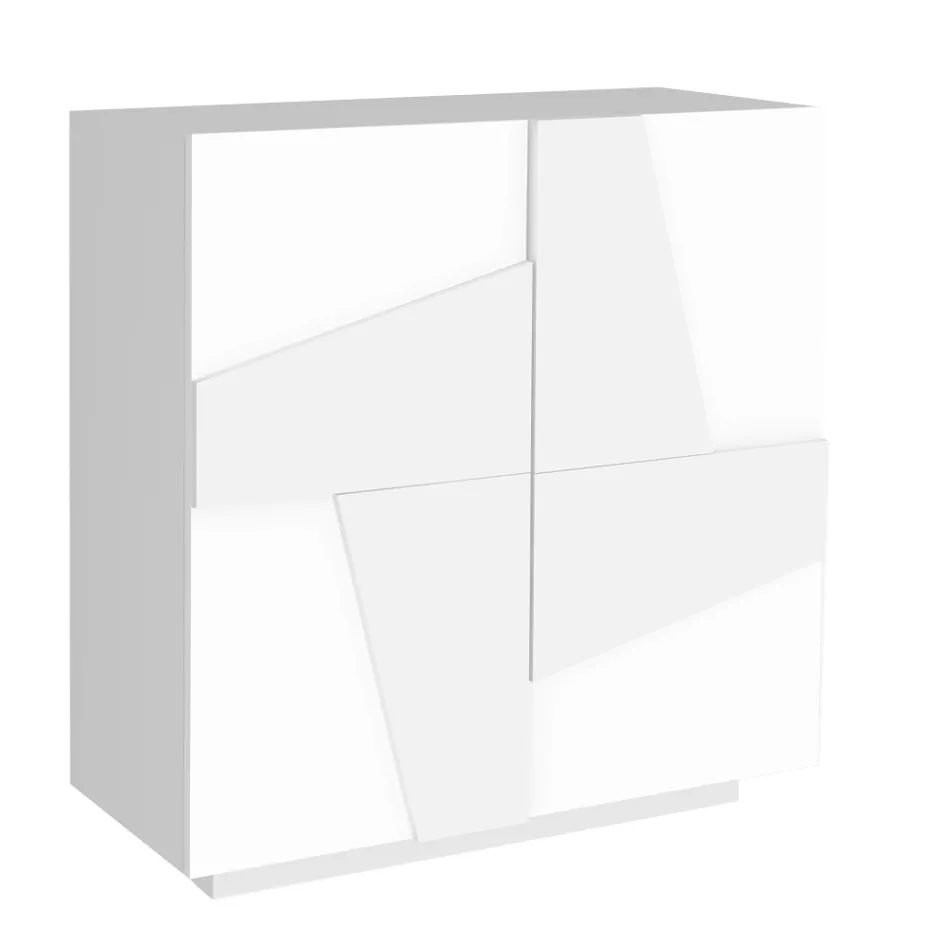 Vysoký nebo nízký stojan na boty v designu udržitelného dřeva se 2 nebo 4 dveřmi - Fjona Viadurini