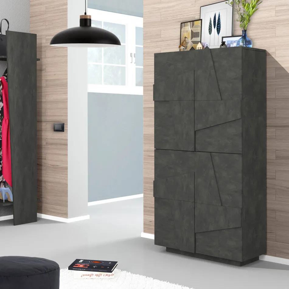 Vnitřní melaminová skříňka na boty se 4 dvířky Made in Italy - Naditza Viadurini