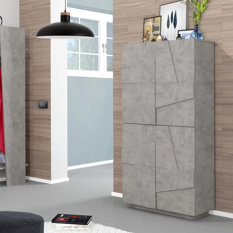 Vnitřní melaminová skříňka na boty se 4 dvířky Made in Italy - Naditza Viadurini