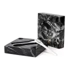 Kaviárová krabička se lžičkami z carrarského mramoru Portoro - Jerry Viadurini