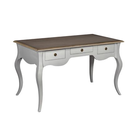 Dvoubarevný psací stůl v obnošené bílé a práškové Made in Italy - Fortuna Viadurini