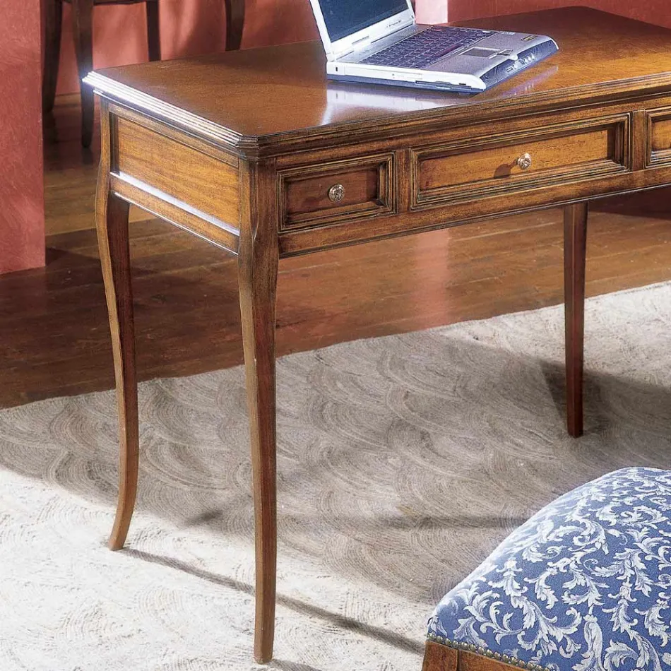 Psací stůl se 3 zásuvkami ze dřeva Bassano Francie Made in Italy - Adon Viadurini