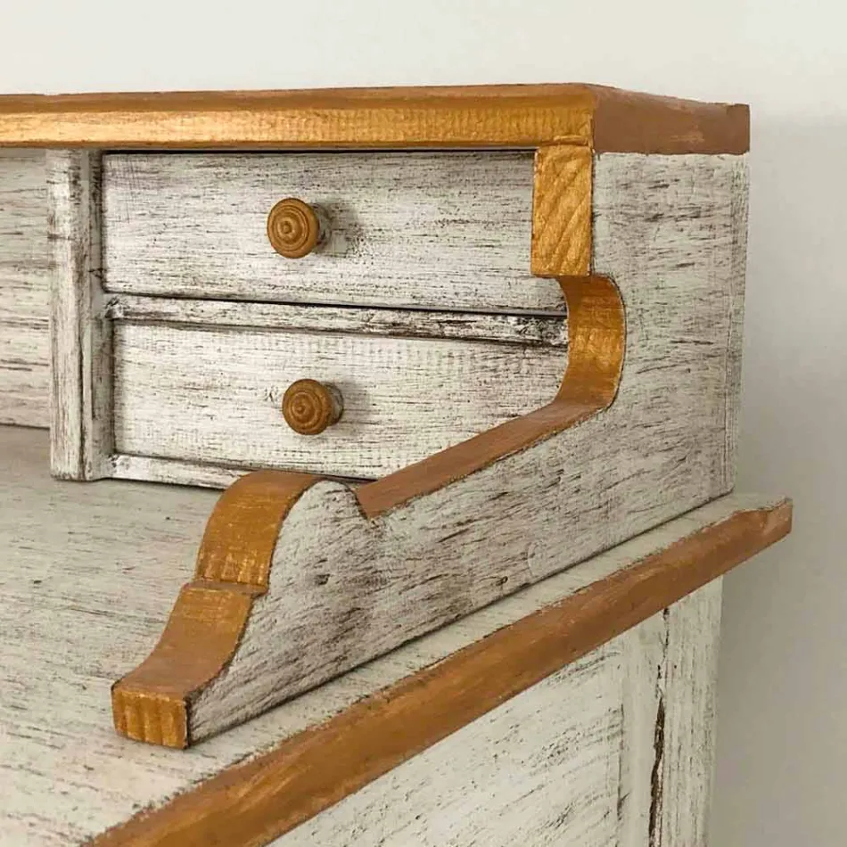 Ručně psaný psací stůl z masivního dřeva se 4 zásuvkami vyrobenými v Itálii - Amela Viadurini