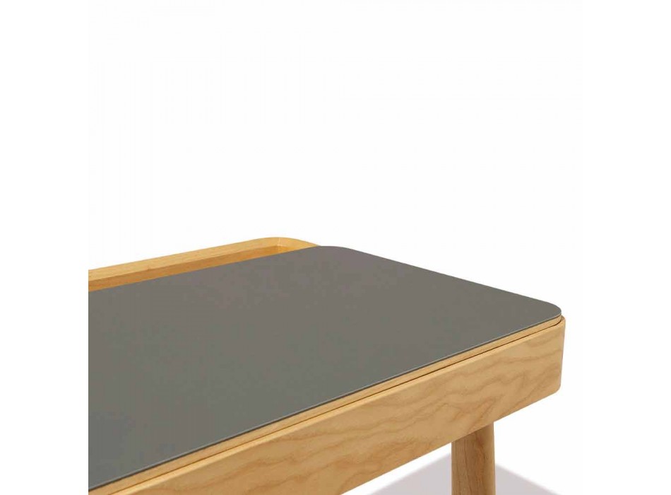Psací stůl z přírodního masivního jasanu s vnitřním prostorem vyrobený v Itálii - kaspický Viadurini