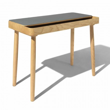 Psací stůl z přírodního masivního jasanu s vnitřním prostorem vyrobený v Itálii - kaspický Viadurini