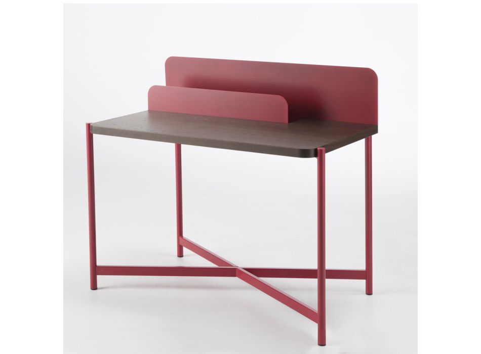 Moderní stůl z barevného kovu a dubového dřeva italského designu - Nadin Viadurini
