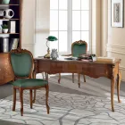 Klasický stůl s 5 zásuvkami ze dřeva a ekokůže Made in Italy - Commodo Viadurini