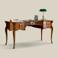 Klasický stůl s 5 zásuvkami ze dřeva a ekokůže Made in Italy - Commodo