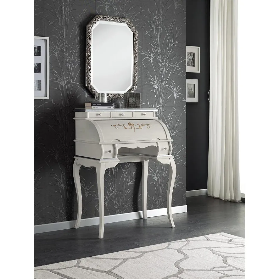 Klasický stůl s 5 zásuvkami ze dřeva a intarziemi vyrobený v Itálii - Hastings Viadurini