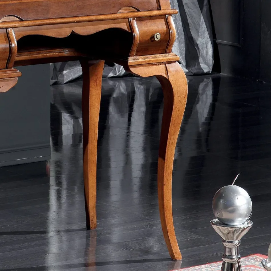 Klasický stůl s 5 zásuvkami ze dřeva a intarziemi vyrobený v Itálii - Hastings Viadurini