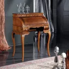 Klasický stůl s 5 zásuvkami ze dřeva a intarziemi vyrobený v Itálii - Hastings Viadurini