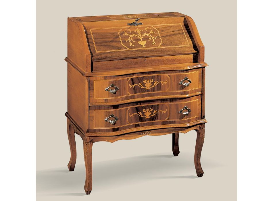 Klasický dřevěný stůl s klopou a zásuvkami vyrobený v Itálii - elegantní Viadurini