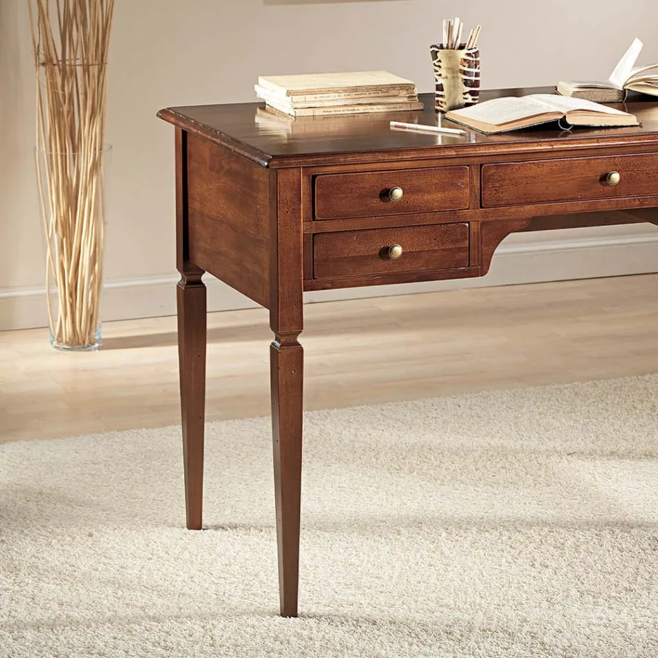 Psací stůl s 5 zásuvkami z masivního dřeva Made in Italy - Fontus Viadurini